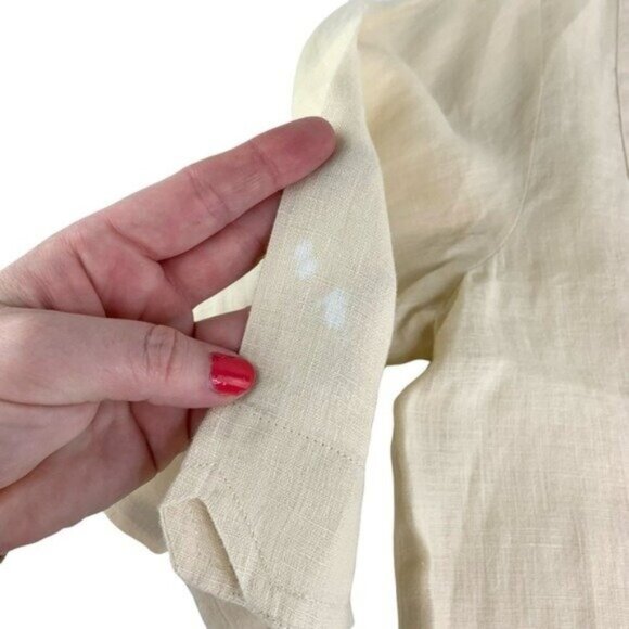 Flax Button Down Peplum Blouse in Cream/Yellow - Picture 5 of 6